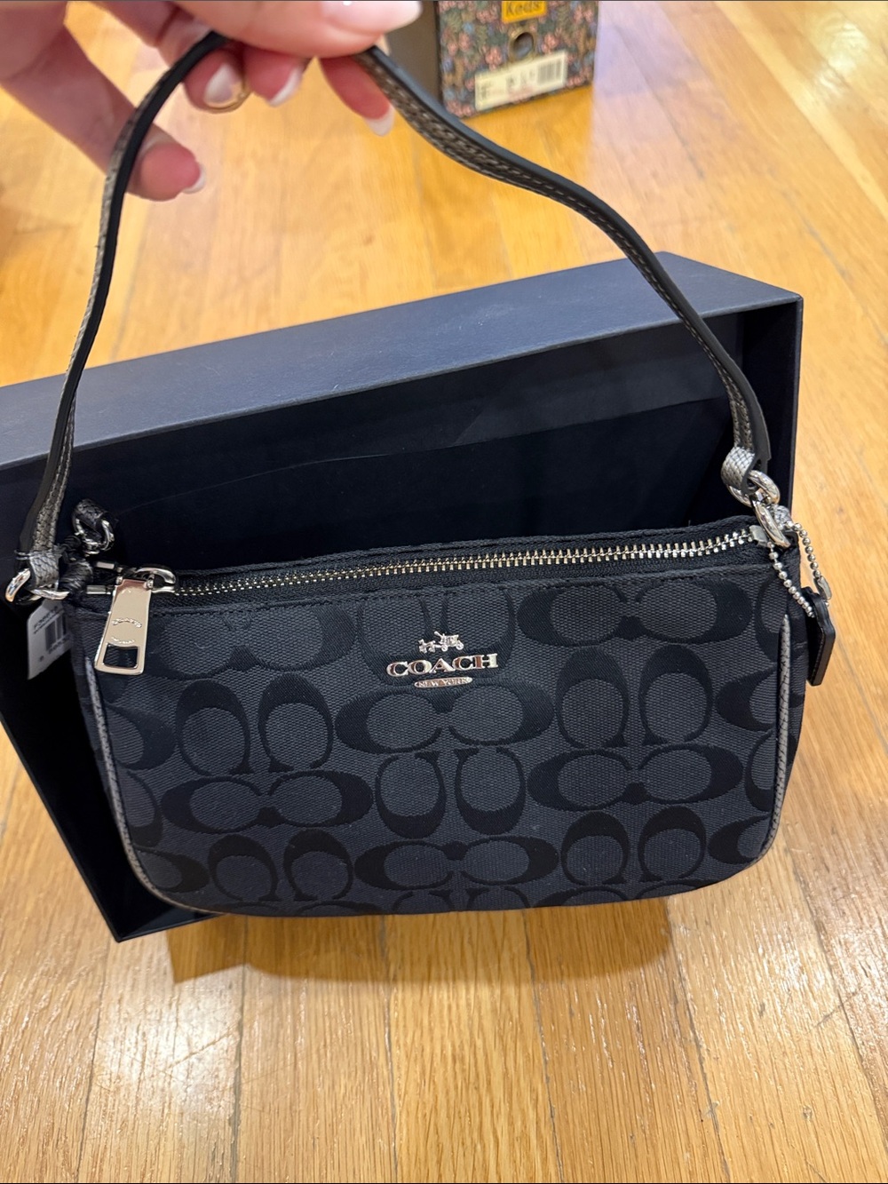 COACH Black Signature Canvas Small Shoulder Bag